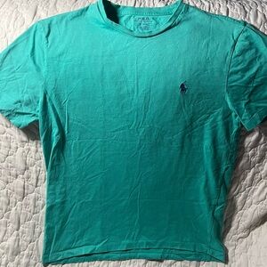 Green with blue polo shirt medium tee